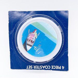 Kent Cigarettes Vintage Coasters 4 Piece Coaster Set Couple In Canoe Tobacco Ad